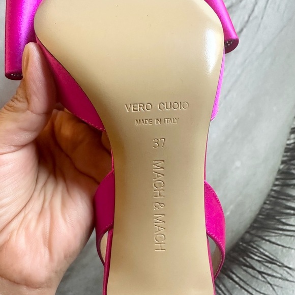 🌺MACH & MACH🌺Le Cadeau 110mm Satin Slingback Fuchsia Pink Pumps Size: 37 - Picture 14 of 15